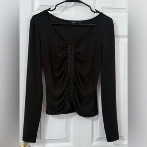 Streetwear Society Black Ruched Fitted Blouse